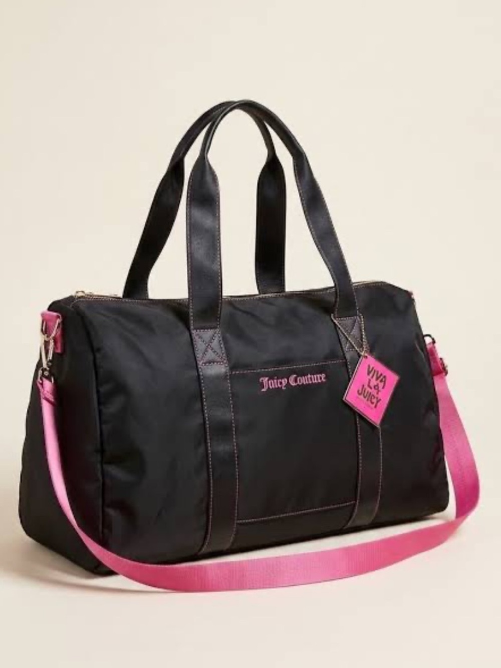 JUICY COUTURE weekender duffle bag dual top handle adjustable shoulder strap NWT